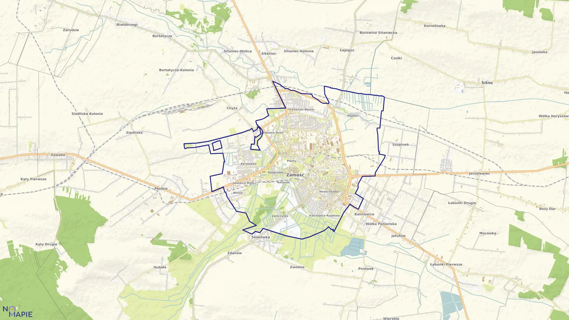 Mapa obrębu Miasto Zamość w mieście Zamość